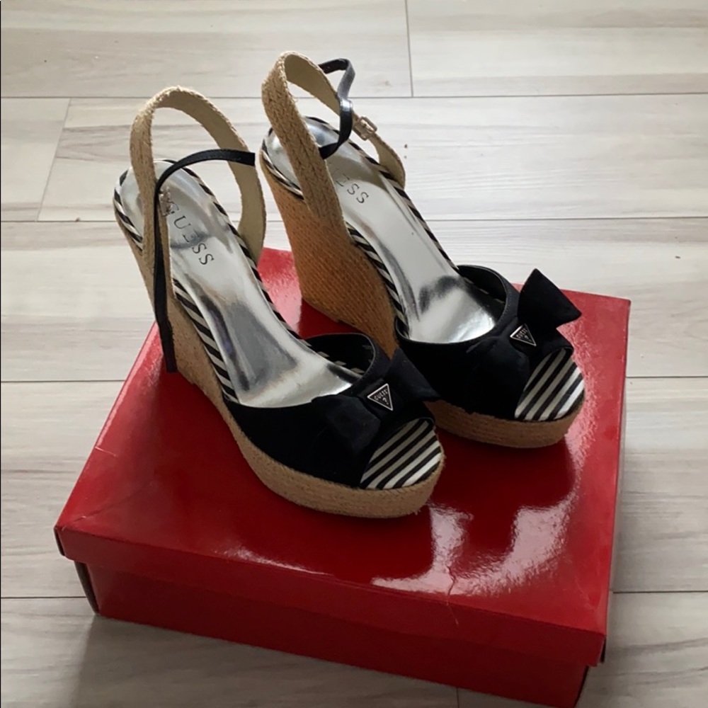 Guess Black Sandal Wedges